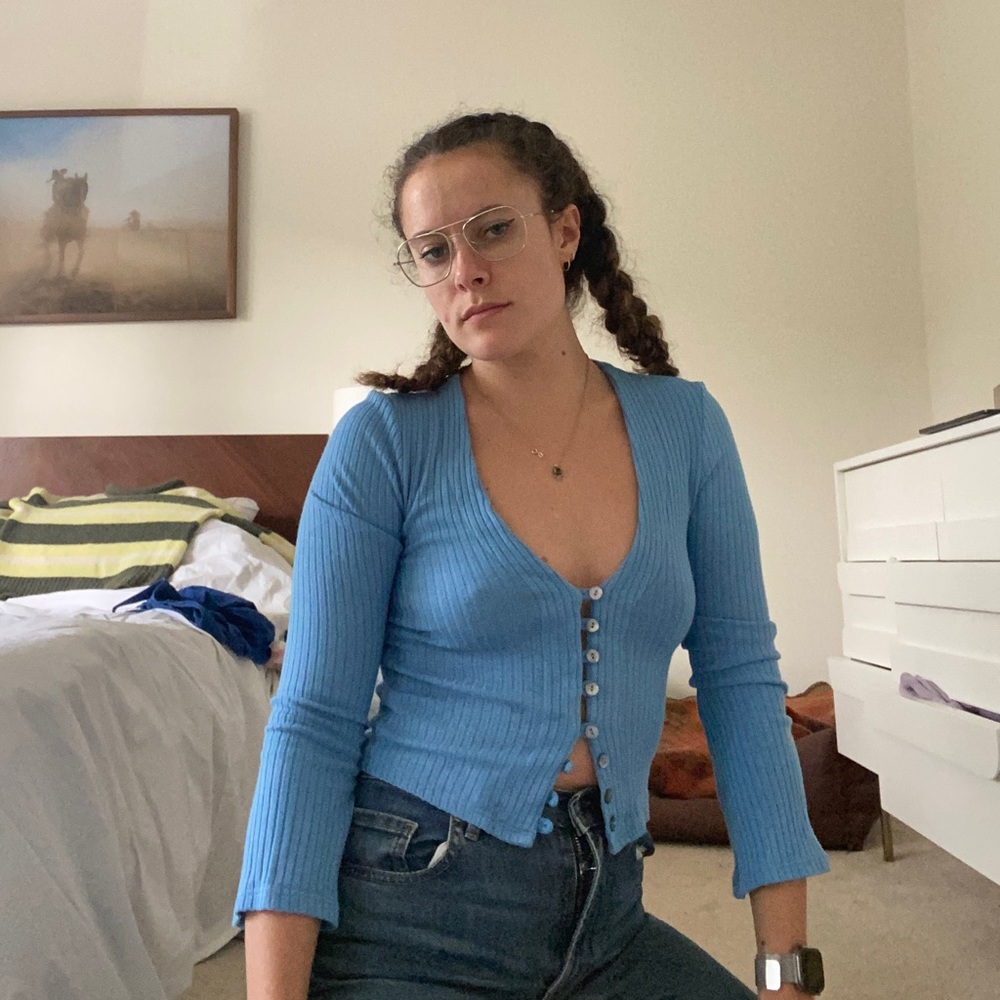 Reformation Blue Cardigan / shirt